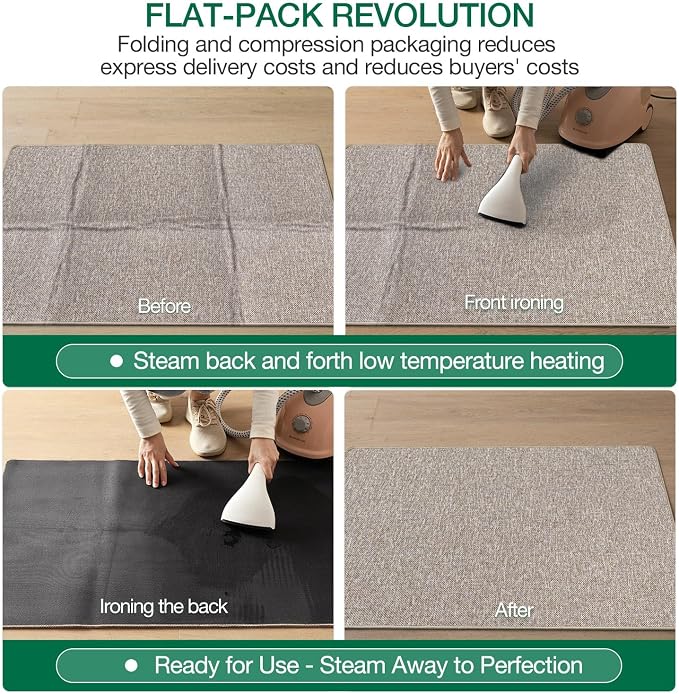LUMI Ultra Thin Door Mat for Entryway, 20"x32" Low Profile Non Slip Rubber Backing Indoor Doormat, Easy Clean Welcome Entrance Mat for Inside House, Patio, Beige - Image 3