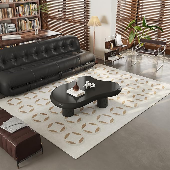 Guyii Cloud Coffee Table, Black Coffee Table for Living Room, Cartoon Irregular Indoor Tea Table, Modern End Table with 3 Legs (Black, 46.06 Inch)