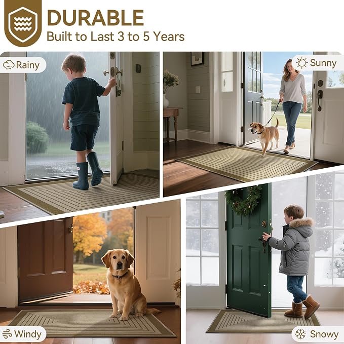 Front Door Mat 31''x47'', Absorbent Dirt Resist Washable Non Slip Low-Profile Indoor Doormat, Easy Clean Entryway Welcome Door Mats, Brown - Image 9