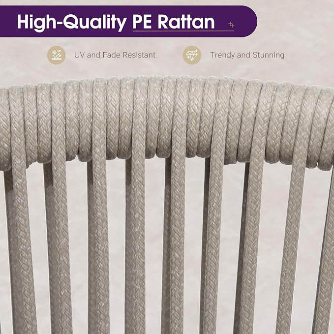 PURPLE LEAF 14 Pieces Patio Dining Set Wicker Outdoor Furniture Rectangular Table and Chairs Set for Garden Deck Aluminum Frame Backyard Kitchen Set, Cushions and Pillows Included Taupe - Image 7