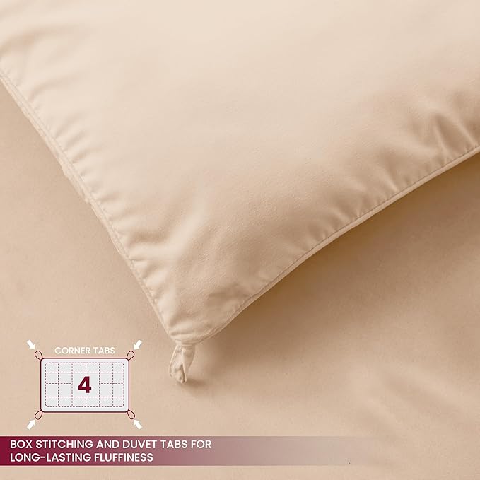 LUX Décor Twin Comforter – 92x68 Ultra-Soft Down Alternative Duvet Insert with Corner Tabs & Box Stitching, Hotel Quality Plush Microfiber Bedding, Oeko-TEX Certified - Beige