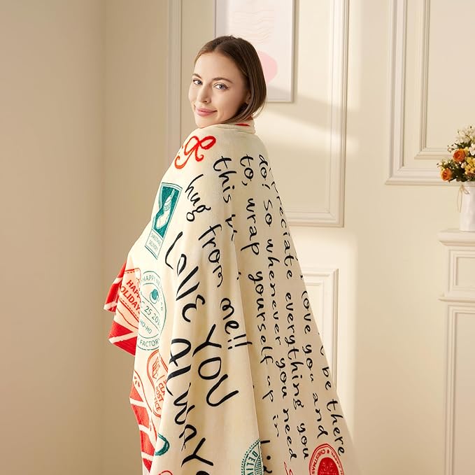 Joiedomi Mothers Day Blanket Gifts for Mom Birthday Gifts Soft Flannel Blanket for Mom Grandma from Daughter Son 50" x 60" Red