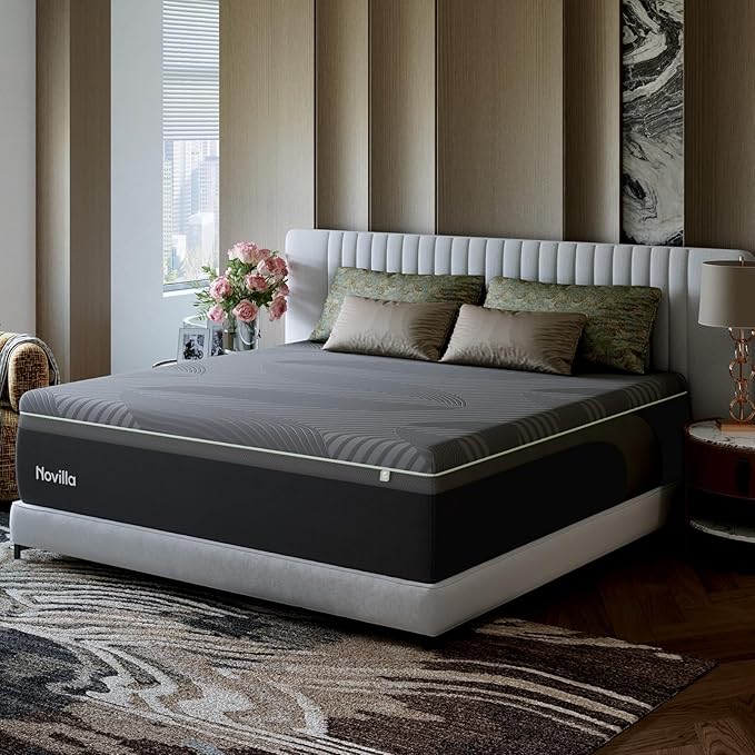 Novilla Twin Memory Foam Mattress, 10 Inch Twin Mattress with AiryFlow Cooling System for Cool Night Sleep, Pressure Relief, Ergonomic Dual-Layer Support, CertiPUR-US Certified, Medium Firm