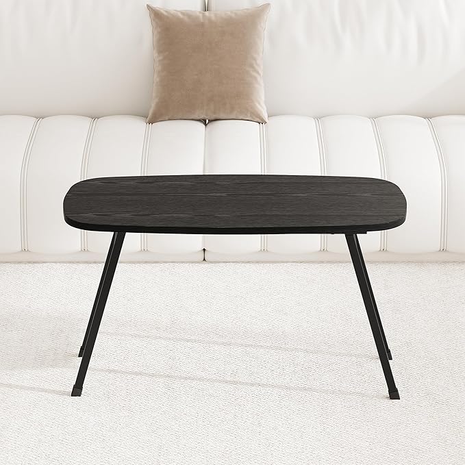 Foldable Coffee Table for Small Spaces,Small Coffee Table Folding,Rectangular Center Table for Living Room, Modern Floor Table,Mid Century Low Tables for Home, Office, Dorm,Easy Assembly,Black