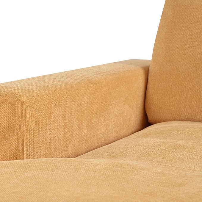 Christopher Knight Home Larrz Oversized Chaise Lounge Chair Indoor, Cozy Upholstered Sleeper Sofa Couch, Durable Wood Frame, Deep Seat Reading Chair with 2 Throw Pillows and Armrests, Yellow