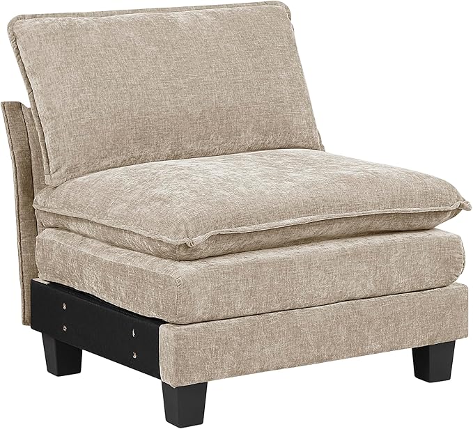 Lexicon Modular Sectional Sofa, Module for Sectional Couch, Armless Chair, Removable Cushion Cover, Soft Upholstery, Durable Frame, Customizable Comfort, Chenille Light Taupe
