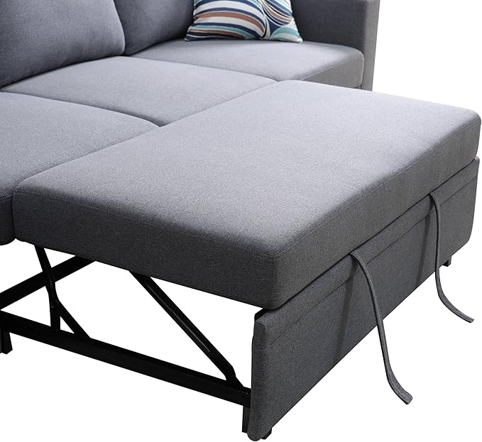 Sleeper Sofa Couch Bed, Convertible Sofa Bed with Armrests, Sectional Sofa with Storage Seat U Shaped Sectional Couch with Reversible Chaise for Living Room Apartment Bedroom Office