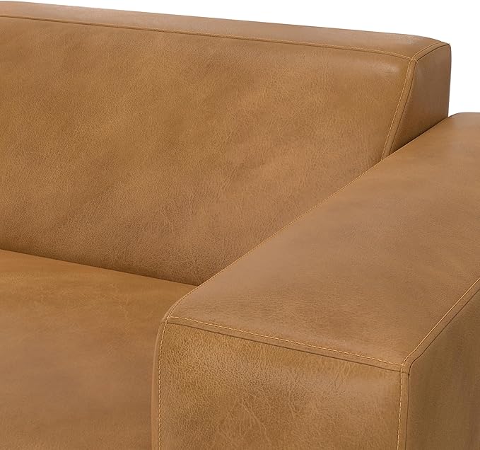 SIMPLIHOME Rex Right-Arm Sofa Module in Full-Grain Genuine Leather, Sienna, 44-inches Wide, Handcrafted Modern-Style Right-Arm Accent Chair for Living Room and Family Room