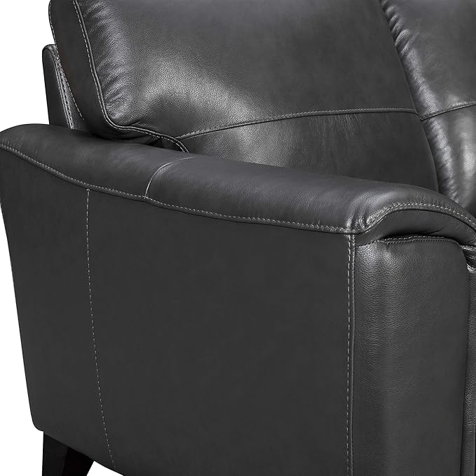Armen Living Bergen 87" Pewter Genuine Leather Square Arm Sofa