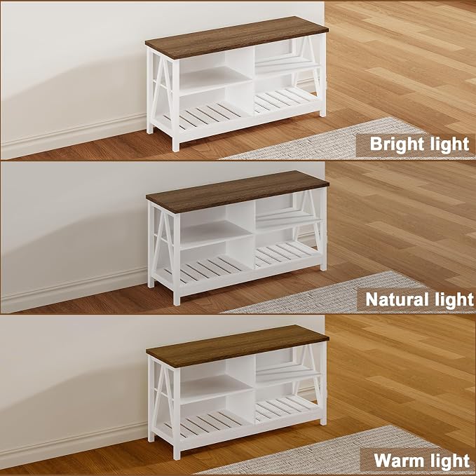 ChooChoo Farmhouse TV Stand for TVs up to 55 Inch, Modern Entertainment Center with 4 Open Shelves & Built-in Cable Holes, Media TV Console for Living Room, Bedroom, White - Image 9