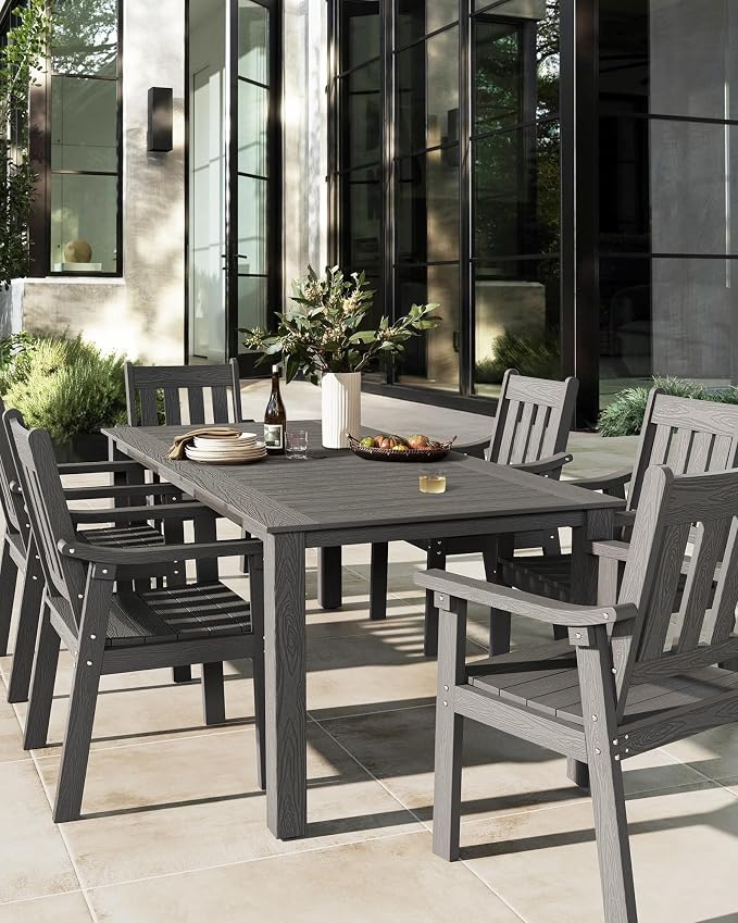 YEFU Outdoor Patio Chairs Set of 2: All Weather Outdoor Dining Chairs with Wide Curved Seat and Backrest - Plastic Patio Chairs for Outside Backyard/Garden/Pool/Porch/Deck 350lbs Capacity Grey - Image 7