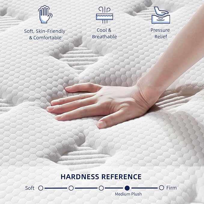 EEN EEN SLEEP 12 Inch Medium Plush Full Size Mattress [Upgraded] Full Hybrid Mattresses in A Box with Gel Memory Foam & Pocket Springs, Strong Edge Support,Pressure Relief,CertiPUR-US,365-Night Trial