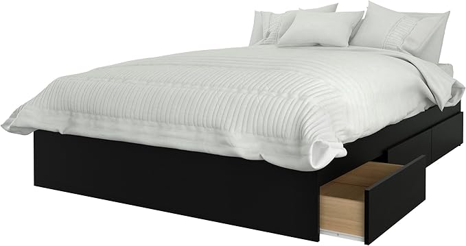 Nexera 3-Piece Bedroom Set with Bed Frame, Headboard & Nightstand, Full|Walnut & Black