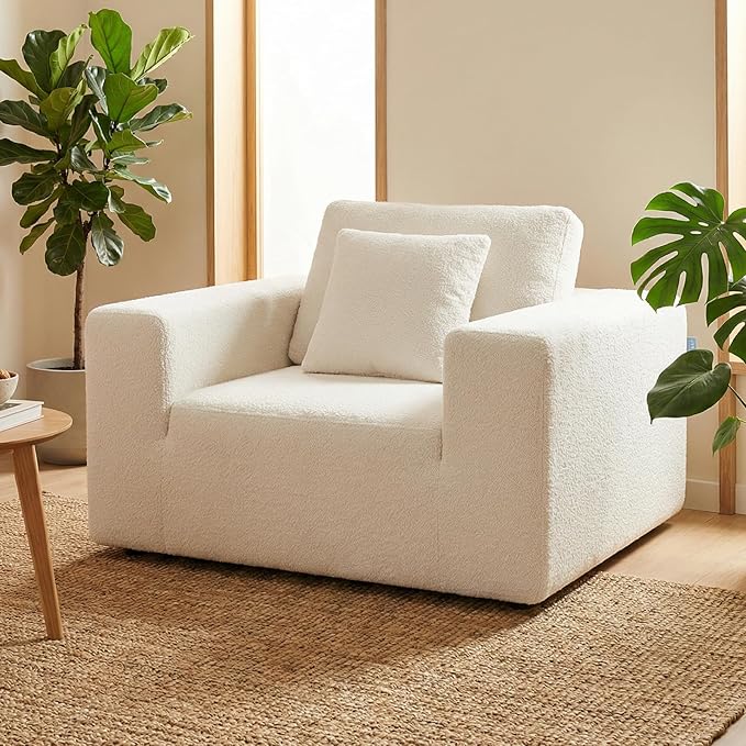 Life Balance Modular Sectional Sofa for Living Room, Modular Design Easy to Assemble, Cloud Soft Fabric, White (Sherpa Fabric)