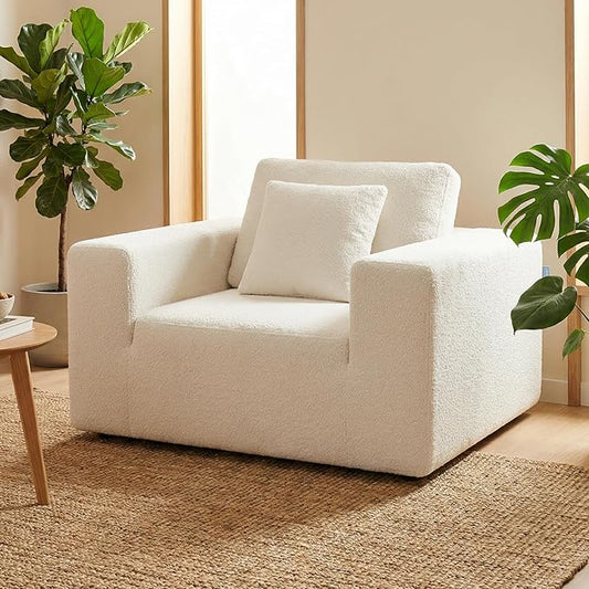 Life Balance Modular Sectional Sofa for Living Room, Modular Design Easy to Assemble, Cloud Soft Fabric, White (Sherpa Fabric)