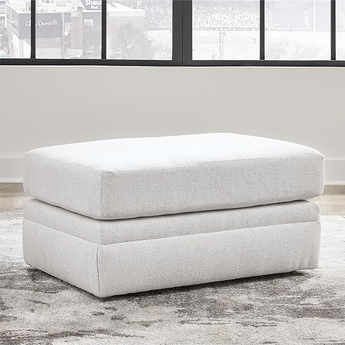 Signature Design by Ashley Maitelynn Casual Upholstered Ottoman, White
