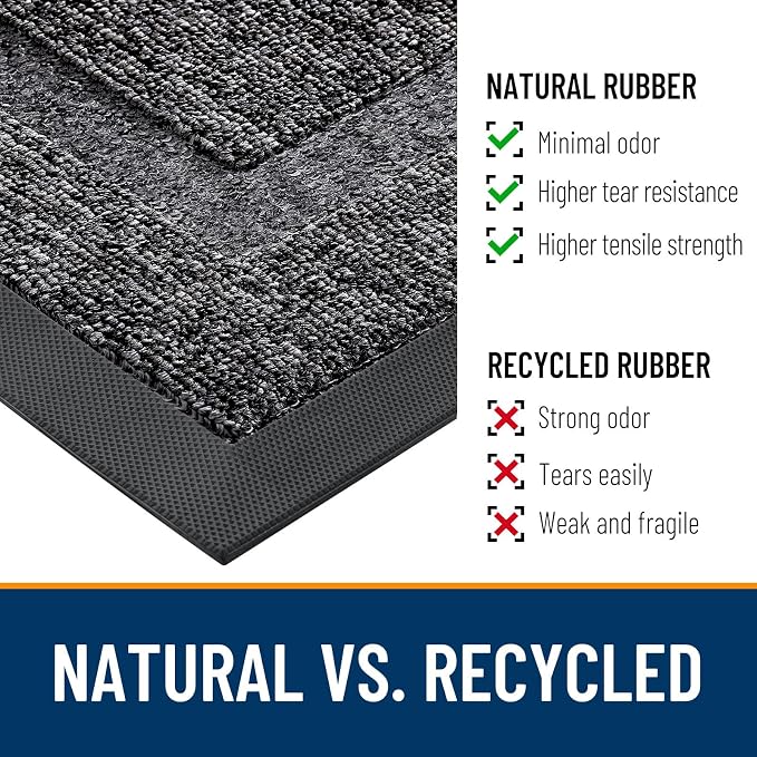 OLANLY Front Door Mat Indoor Outdoor Entrance, Waterproof All-Season, All-Weather Doormat, Sturdy Natural Rubber, Low Profile, Easy Clean Patio Porch Entryway Mat, 33x21, Black and White - Image 4