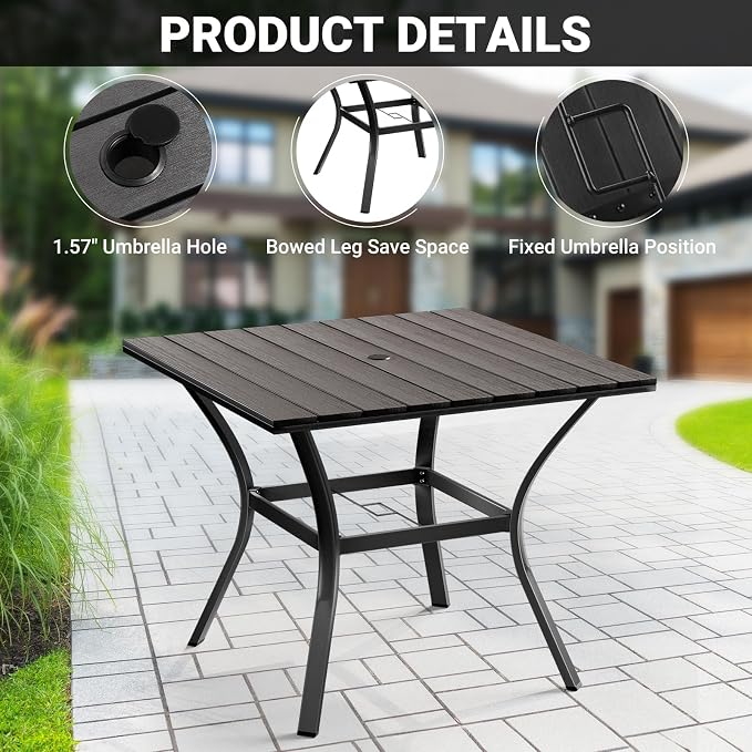 LEVELEVE 5 Piece Outdoor Patio Dining Set with 4 Swivel Dining Chairs & 1 Large Round Dining Table,Bistro Furniture Set for Lawn, Garden, Deck, Backyard and Porch - Image 4