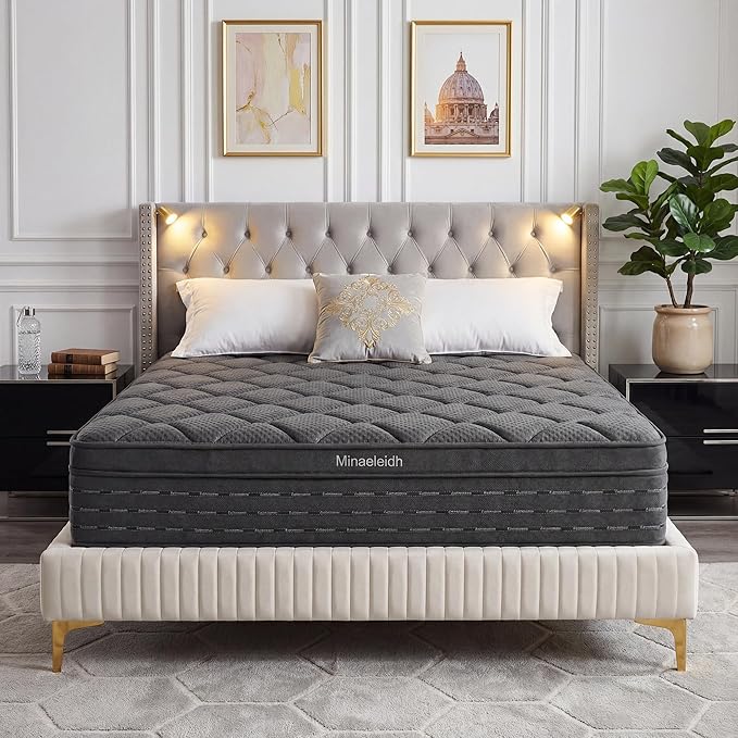 Queen Size Mattress 12 Inch, Medium Firm Boxed Hybrid Mattress, Cooling Gel Memory Foam & Motion Isolation Pocket Coils, 350lbs+ Edge Support, Fiberglass-Free, 365-Night Trial, for Couples, Families