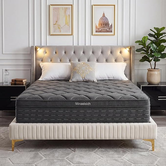 Queen Size Mattress 12 Inch, Medium Firm Boxed Hybrid Mattress, Cooling Gel Memory Foam & Motion Isolation Pocket Coils, 350lbs+ Edge Support, Fiberglass-Free, 365-Night Trial, for Couples, Families