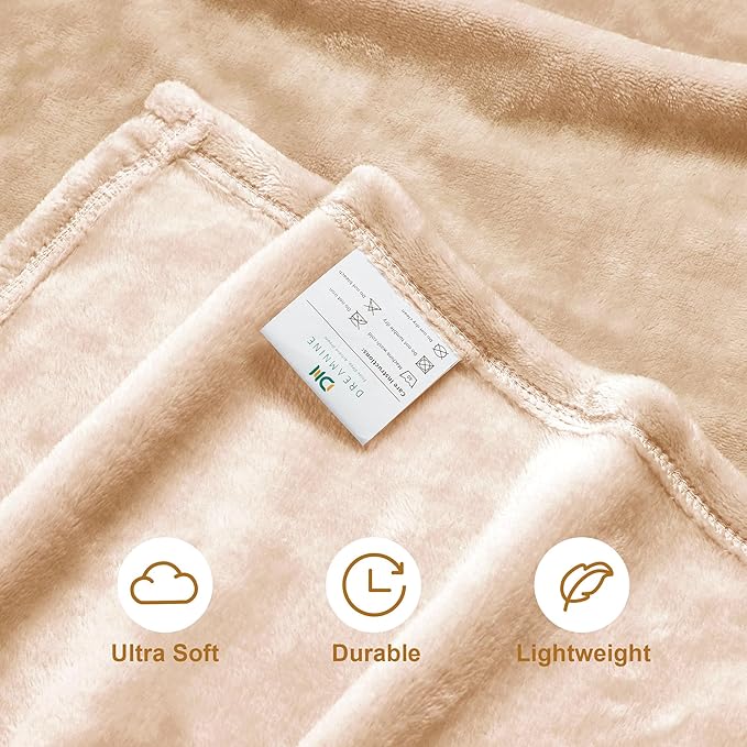 DREAMNINE Extra Large Fleece Blanket Soft Comfy Fluffy Bed Blankets King Size 90" x 108", Luxury Decorative Fuzzy Blanket for Bedroom, Big Cozy Shaggy Warm Flannel Blankets for Winter Autumn Pet,Beige