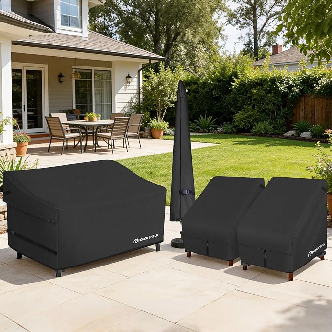 Porch Shield Waterproof Outdoor Furniture Sofa Cover – Patio 3-Seater Couch Cover 77W x 35D x 35H inch, Black - Image 7