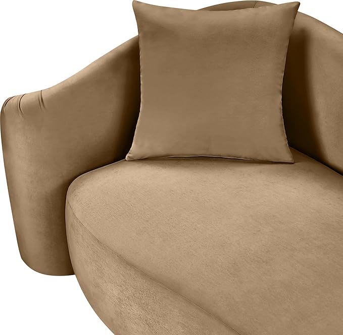 Meridian Furniture 44052Beige-S Destin Collection Modern | Contemporary Sofa with Ultra Luxe Beige 460 GSM Velvet, Rich Curves, 91" W x 34.5" D x 31" H, Beige