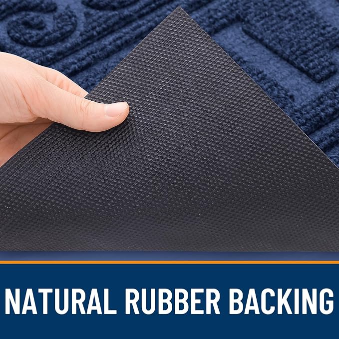 OLANLY Welcome Door Mat Indoor Outdoor Entrance, Heavy Duty Sturdy Front Door Mat, Waterproof All-Weather Doormat, Stain Resistant, Low Profile, Easy Clean Patio Entryway Mat, 47 x 32, Navy Blue - Image 6