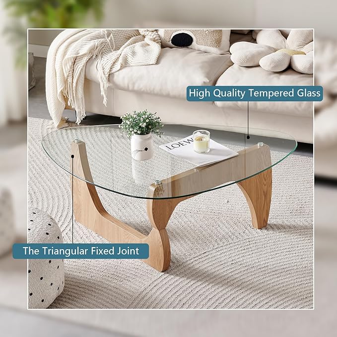 Btrpily Wooden Coffee Table - Modern Triangle Side Table， Contemporary, Stylish, High-End Furnishing for Your Living Room (Nature Wood, Triangle)