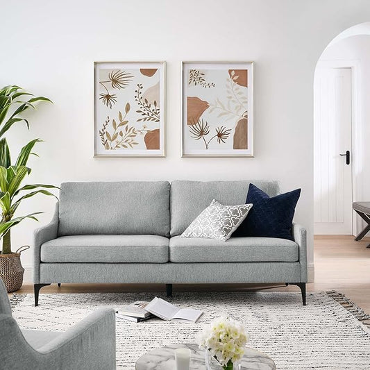 Modway EEI-6019-LGR Corland Upholstered Fabric Sofa, Light Gray