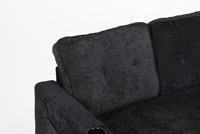 ERYE Foldable Loveseat Sofa Convertible Pull Out Sleeper Sofabed,2 Seat Tufted Upholstered Sofa Modern Convertible Sleeper Couch Bed with Cupholders and Side Pockets