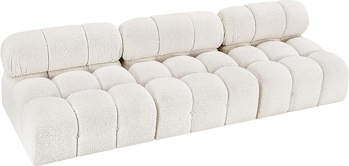 Meridian Furniture 611Cream-S102B Ames Collection Modern | Contemporary Modular Sofa with Rich Cream Boucle Fabric, Modular to Create Infinite Configurations, 102" W x 34" D x 28" H, Cream