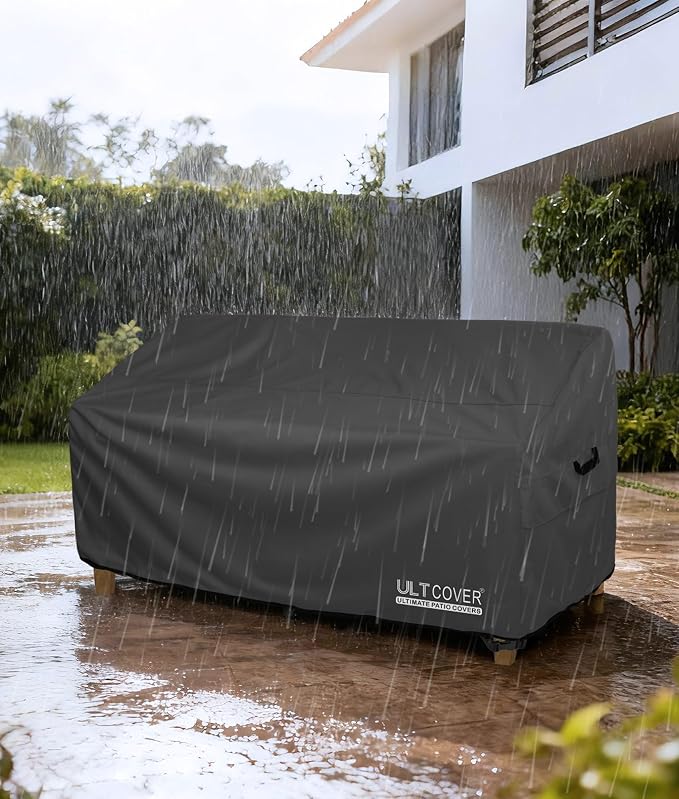 ULTCOVER Waterproof Outdoor Deep Seat Sofa Bench Cover 104W x 40D x 35H inch Patio Furniture Couch Cover, Black - Image 7