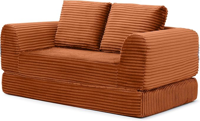 Foldable Boneless Love Seat Couches in a Box, Modern Floor Foam Sleeper Sofa Bed 2-in-1 Convertible Cloud Sofa for Home Apartments Bedroom