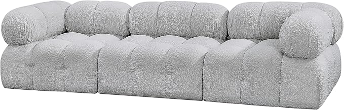Meridian Furniture 611Grey-S102A Ames Collection Modern | Contemporary Modular Sofa with Rich Grey Boucle Fabric, Modular to Create Infinite Configurations, 102" W x 34" D x 28" H, Grey