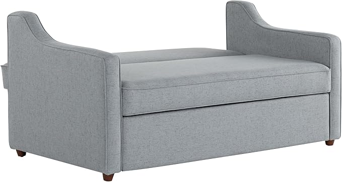 Serta® Corren 68.1" Queen Sized Convertible Sofa, Dream Coil® Comfort, Fingerguard® Pinch Point Protection, Sofa Chenille Fabric, Light Gray