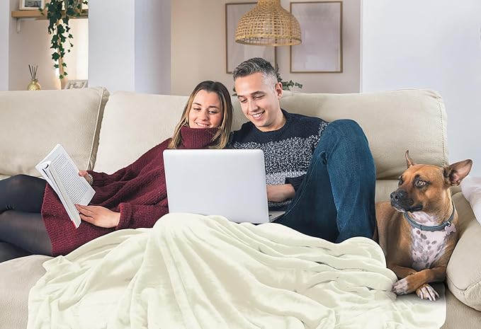 Utopia Bedding Fleece Blanket Twin Size Ivory (60x80 Inches) Ultra Soft Warm Lightweight Microfiber Breathable Anti-Static Cozy Bed Blanket, All-Season Home Decor Gift for Men & Women