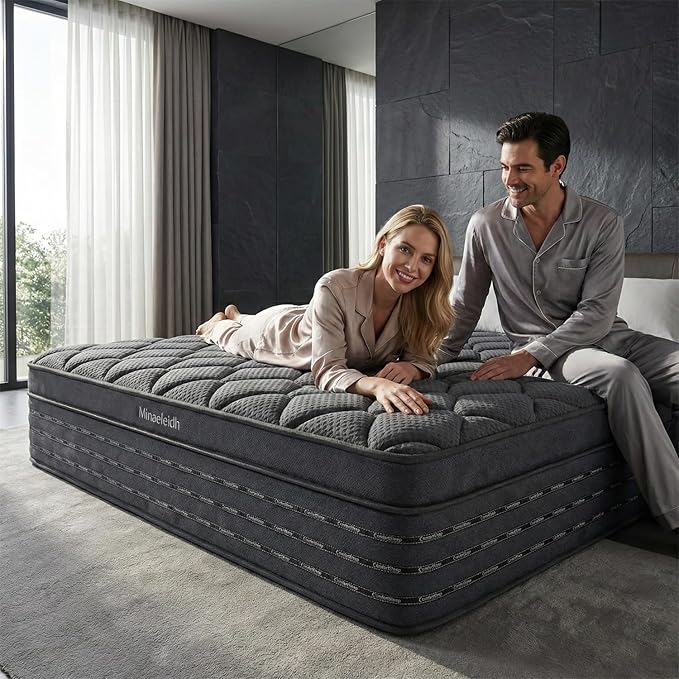 King Size Mattress 14 Inch, Medium Firm Boxed Hybrid Mattress, Cooling Gel Memory Foam & Motion Isolation Pocket Coils, 350lbs+ Edge Support, Fiberglass-Free, 365-Night Trial, for Master Room, Family