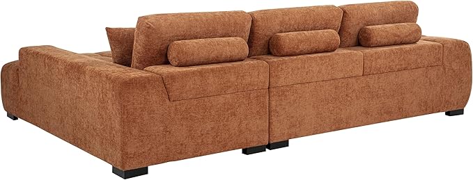 Coaster Home Furnishings - Octavia - Wood - Upholstered Sectional Sofa with Waterfall Seating, Grid Tufting, Reversible Back Cushions and Accent Pillows - Living Room - Orange - 509350