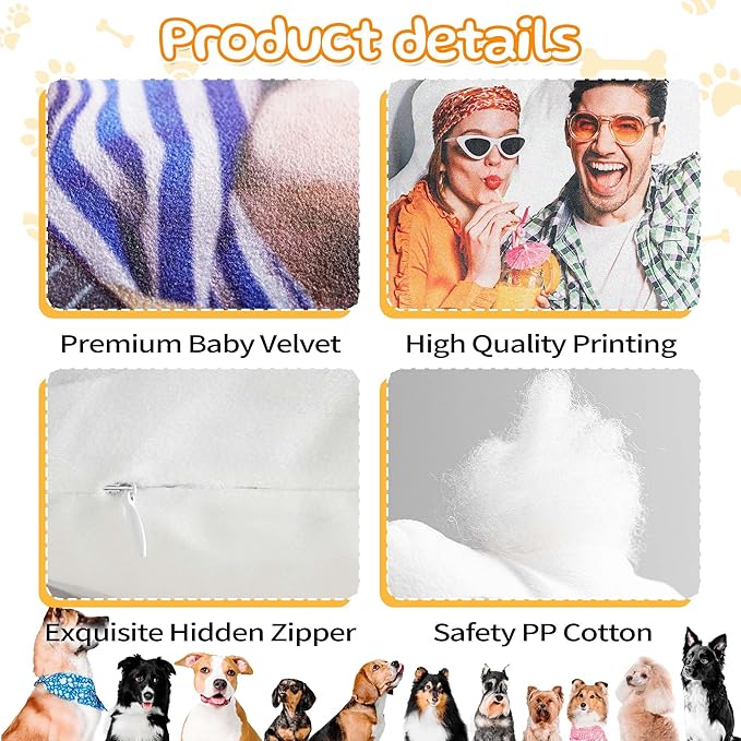 Easycosy Custom Pet Photo Pillow, Personalized Pillow Shaped Like Your Dog Cat Face, Customized Stuffed Animal Picture Pillows, Memorial Gifts for Pet Animal Lovers Her Him(24 Inch)