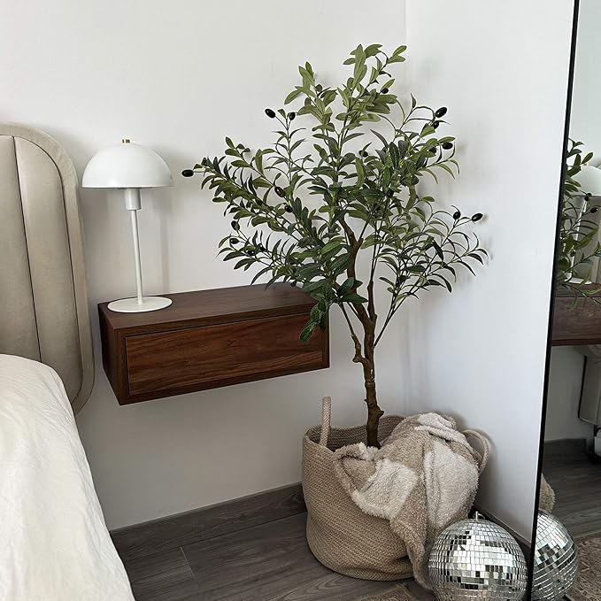 Mobili Fiver, Riccardo Floating nightstand, Walnut, 17.7" x 9.8" x 6.1 ", Melamine-Finished, Modern Bedside Table, End Table, Italian Furniture - Image 2