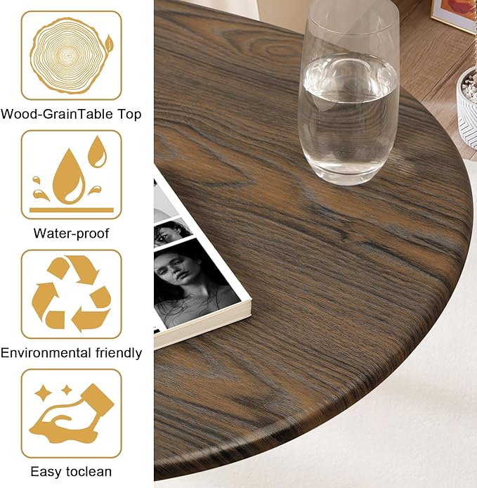 Modern Coffee Table for Living Room Small Mid Century Coffee Tables Rustic Oval Coffee Tables Retro Accent Sofa Center Tables for Living Room Easy Assembly 22" D x 43" W x 18" H