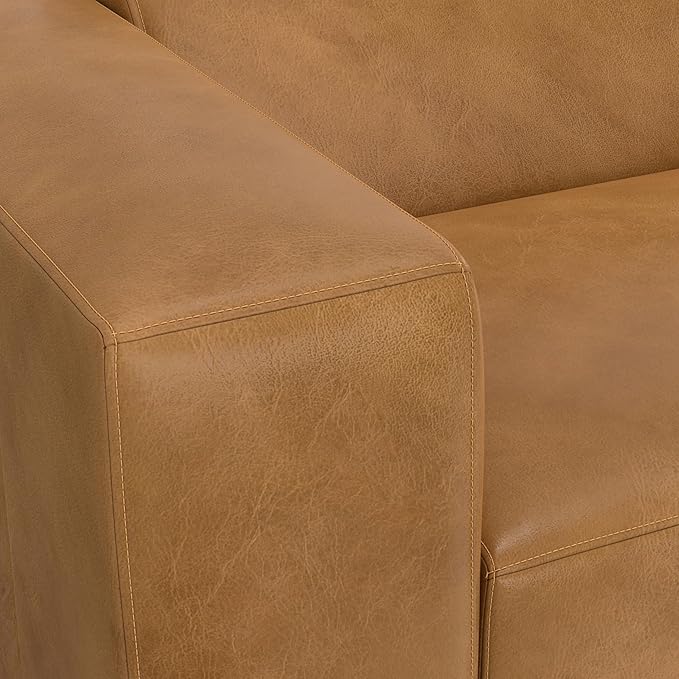 SIMPLIHOME Rex Left-Arm Sofa Module in Full-Grain Genuine Leather, Sienna, 44-inches Wide, Handcrafted Modern-Style Left-Arm Accent Chair for Living Room and Family Room