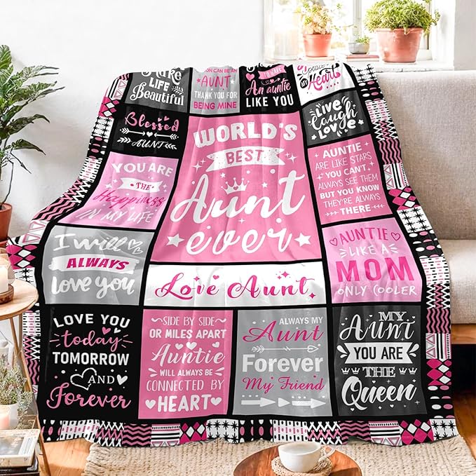 Mothers Day Birthday Gifts for Aunt - World's Best Aunt Ever Gifts from Niece Nephew - Favorite Auntie Birthday Gift Ideas - Christmas Valentines Day Presents for Auntie - Aunts Life Blanket 50"x60"