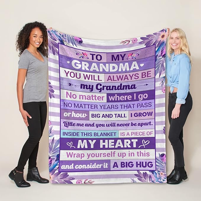 Gifts for Grandma – Mothers Day, Birthday Gift from Granddaughter, Grandson, or Grandkids, Soft and Cozy Blanket for Grandma, Warm and Comfortable Blanket Throw 50x60 inches