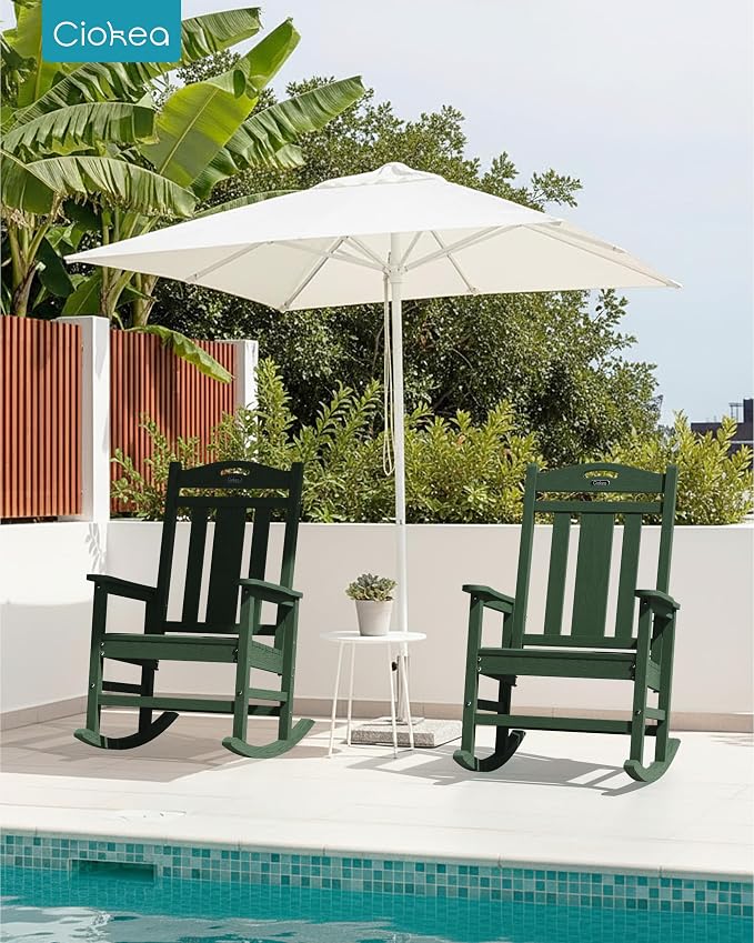 Ciokea Oversized Outdoor Rocking Chairs Set of 2, 380lbs Heavy-Duty Large Patio Rocker, High Back Cozy Porch Chairs, Weather Resistant Patio Rocking Chairs for Outside, Fire Pit, Deck, Forest - Image 9