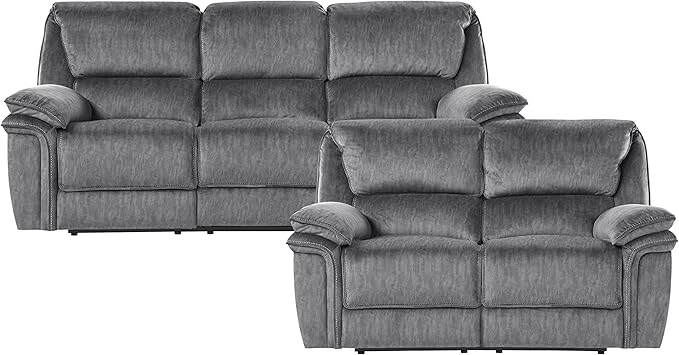 Lexicon Braddock Wall-Hugger Manual Reclining Living Room Set, 2-Piece, Gray
