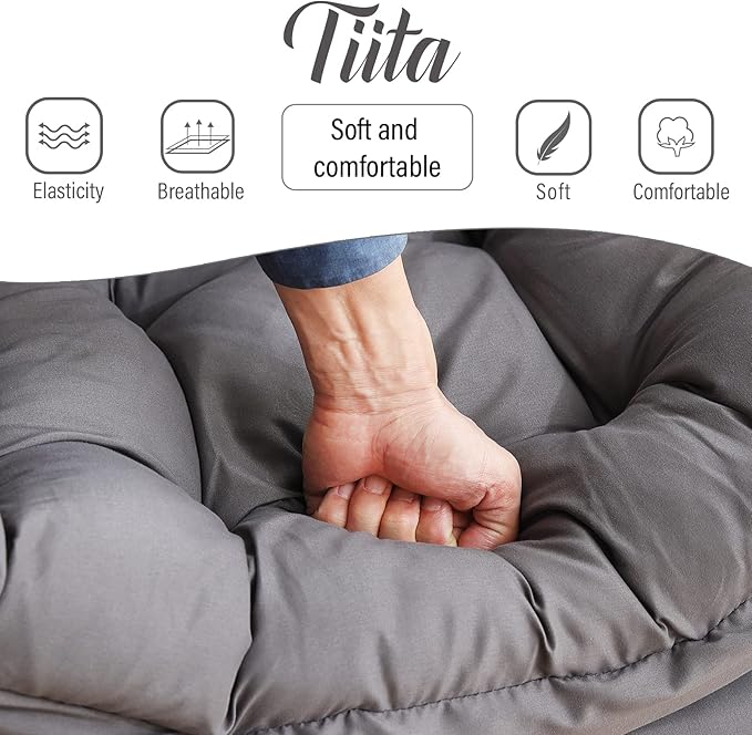 Tiita Lazy Chair with Ottoman, Modern Large Accent Lounge Chair, Leisure Sofa Armchair with Ottoman, Reading Chair with Footrest for Bedroom, Living Room, Dorm Rooms, Garden Dark Grey