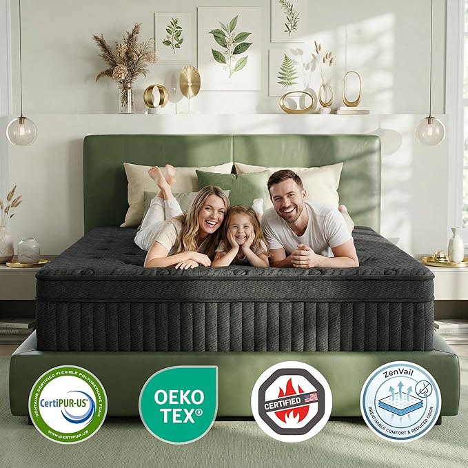 Twin Size Mattress - 14 Inch Twin Mattress- Hybrid Memory Foam Mattress,Pressure Relief, Cooling Breathable Cover, CertiPUR-US Certified, Bed-in-a-Box