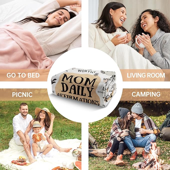 BaubleDazz First Mothers Day New Mom Gifts Blanket, Mama Daily Affirmations, Postpartum Pregnancy Gift for First Time Moms, Mommy to Be, Mama, New Mom Essentials, Birthday Gifts for Moms(50" x 60")